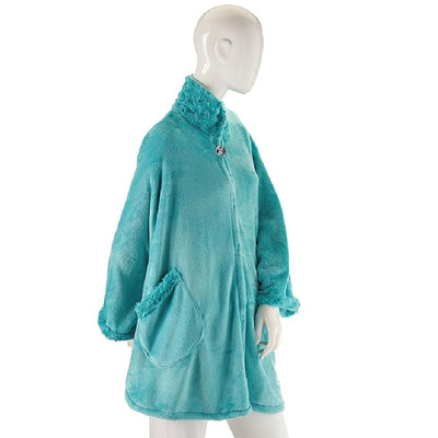 Soft & Cozy Angel Wrap with Rosette Faux Trim Aqua One Size-image