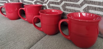 4 Used Mainstays Ribbed dark Red Coffee Mugs Cups Mug Cup -image