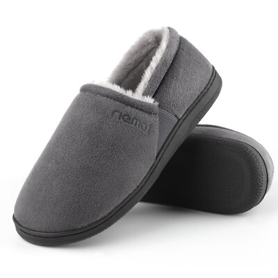 riemot Cozy Memory Foam Moccasin Slippers Mens Womens Home House Shoes-image