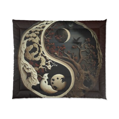 King Size Comforter Yin Yang Balance Meditation Mandala Zen Art Harmony-image