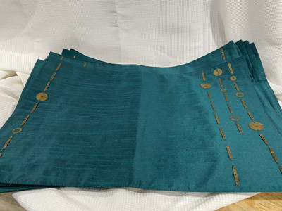 Pier 1 Teal Placemats Set Of 10 with Metal accents-image
