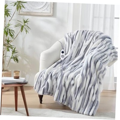  Electric Blanket Heated Throw, Super Cozy Luxury Faux Fur & Sherpa with 6 -image