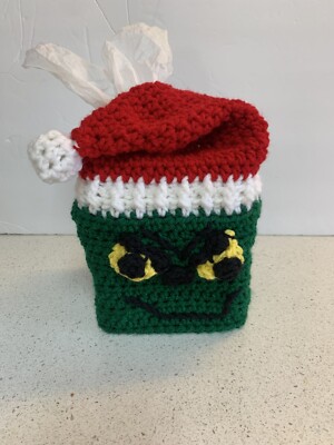 Grinch Tissue Box Cover Cozy New Handmade Crochet-image