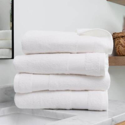 Becky Cameron Bath Towel Set 4-Pcs Machine Washable Fade Resistant Cotton White-image