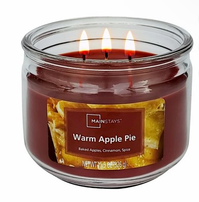 Mainstays Warm Apple Pie 3-Wick Candle 11.5 oz Fall Scent | Cozy Home Decor-image