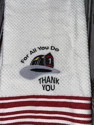 Embroidered Kitchen Hand Towel  For All You Do Thank You Firefighter Helmet-image
