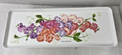 VTG Melamine Italy Tray Sweat Pea Floral Italian Design Imports LTD 15 X 6