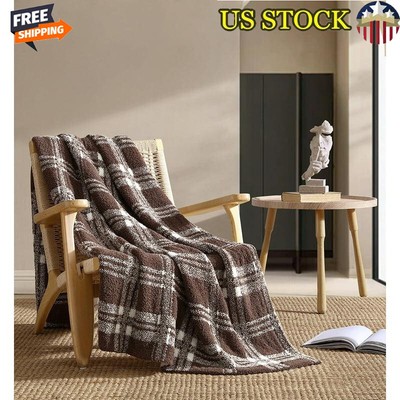 Plaid Cozy Knit Throw 50x72 Oeko Tex Certified Easy Care Warm Snuggle Gift New-image