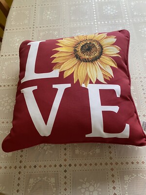 Home Decor Indoor Outdoor Mainstay Love Sunflower Pillow Resist Water Stains-image