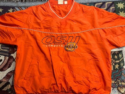 VTG Red Oak Sportswear Oklahoma State Cowboys Wind Breaker  Pullover Sz L Orange-image