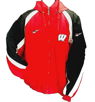 Wisconsin Reebok Vintage Reversible Ski Jacket XL Mens Red Puffer Hooded Winter-image
