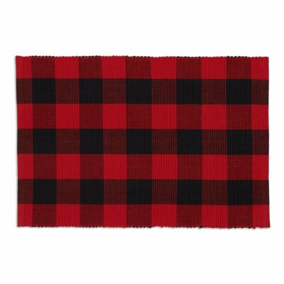 Festive Cotton Table Placemat - Red & Black Buffalo Check 13x19 by Design Import-image
