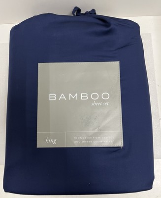 Becky Cameron 4-Piece Bed Sheet Set King Antimicrobial Hypoallergenic Rayon Navy-image