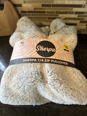 Bobbie Brooks Sherpa 1/4 Zip Pullover XL NEW Grey Soft Cozy-image