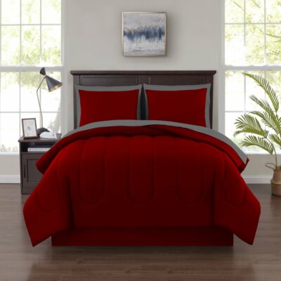 Mainstays 6 Piece Solid Bed in a Bag Bedding Comforter Set, Twin,full, Queen Red-image