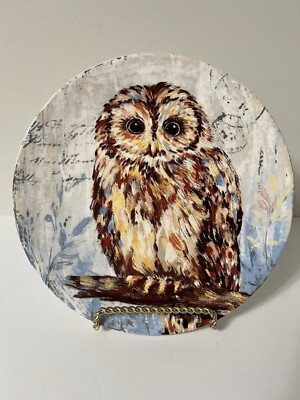 Pier 1 Imports Ironstone Ceramic Owl Desert Salad Luncheon Plate-image