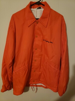 Vintage uofI fighting illini west wind Satin mens jacket L illinois orange -image