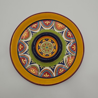 Chip & Dip Platter - Pier 1 Imports Mexicali Design - Hand-Painted Ironstone-image
