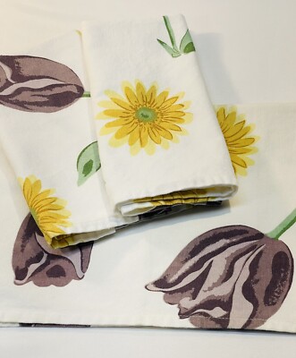 Pier 1 Imports Set of 3 Springtime Floral 100% Cotton 20” Napkins-image