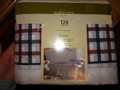 New Sealed Mainstays 128 Thread-Count Sheet Set, Queen -image