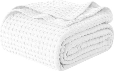 Premium 100% Cotton Waffle Blanket - Lightweight Breathable Waffle Weave Bed Bla-image