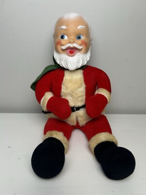 VTG Gund Santa Claus Plush Stuffed Wind Up Doll Rubber Face Rare HTF AS-IS READ-image