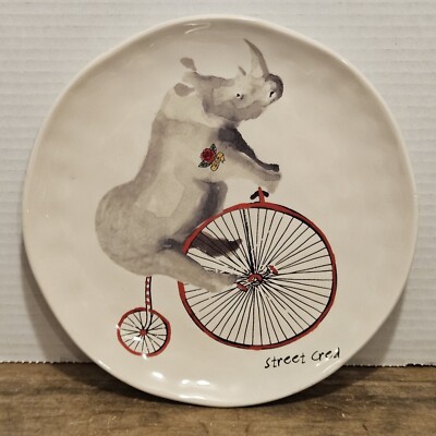 Pier 1 Street Cred Bike riding Rhinoceros With Tattoos Plate-image