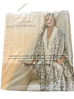 New In Box ~Cozy Plush Wrap - Premier Comfort - Snow Leopard Pattern-image
