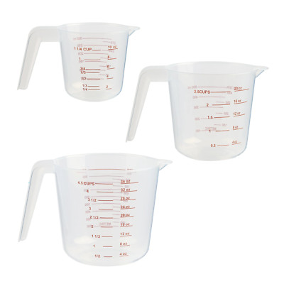 3-Piece Tapered Spout Nesting Plastic Measuring Cups Set, Clear-image