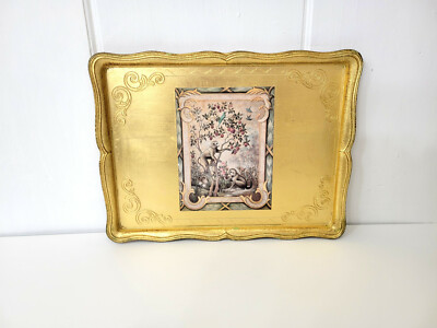 Florentine Gold Wood Tray with Monkeys The Firenze Collection Design Imports-image