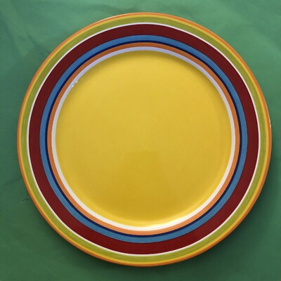 Pier 1 Summer Stripes Multicolor Bands Dinner Plate 10-7/8