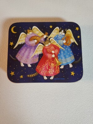 AP Coasters by Design Imports Festive Feline Cat Angels New Zealand Cork Back-image