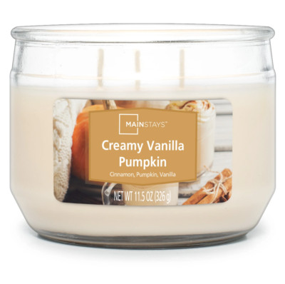 Mainstays Creamy Vanilla Pumpkin 3 Wick Candle, 11.5 oz new style-image