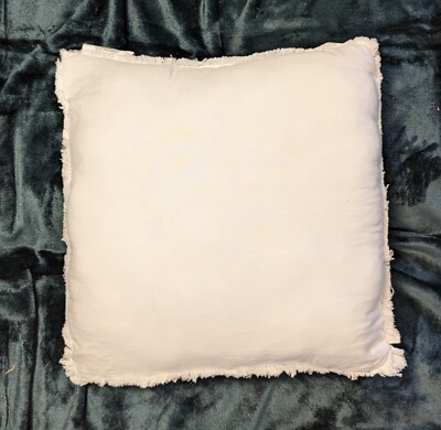 Cozy 16x16 White Throw Pillow - Frayed Edges, Gently Used-image