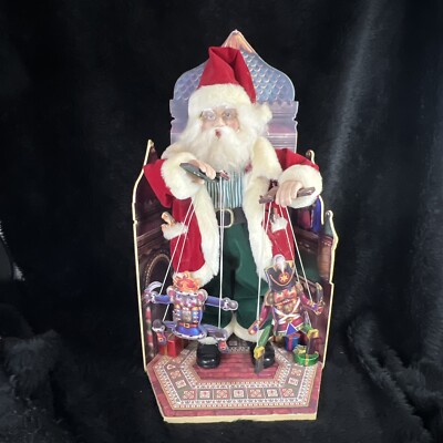 Telco Santa Puppeteer Marionette Puppet Wind Up Animated Musical Vtg 2002-image
