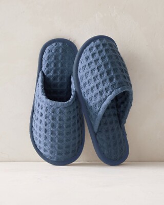 Organic Indigo Waffle Slippers – Soft, Cozy Comfort for Daily Relaxing-image