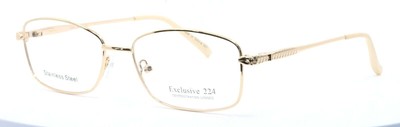 Exclusive by C.O.I. 224 Gold Rectangular Womens Full Rim Eyeglasses 53-16-135-image
