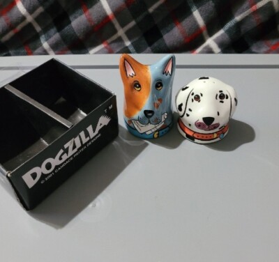 New Vintage Dogzilla Salt & Pepper Set~Candace Reiter Designs~Henriksen Imports-image