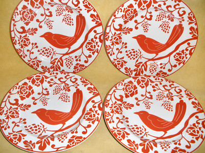 Set of 4 Pier 1 Imports Red Bird on a Branch Salad or 8.5