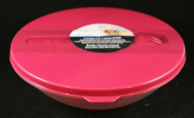 Mainstays - Meal Bowl - Includes 2-In-1 Spoon & Fork - BPA Free - Raspberry-image