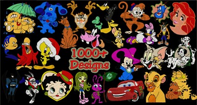 MACHINE EMBROIDERY DESIGNS - OVER 1010 CARTOON DESIGNS - USB DELIVERED DESIGNS-image