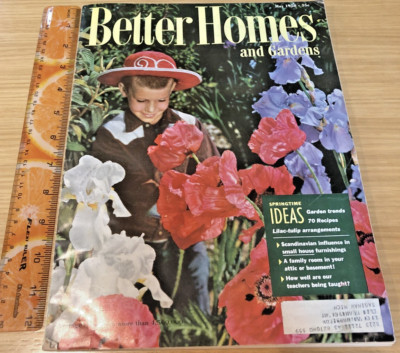 vtg  BETTER HOMES & GARDENS May 1958 Magazine * Lilac-Tulip * Scandinavian-image