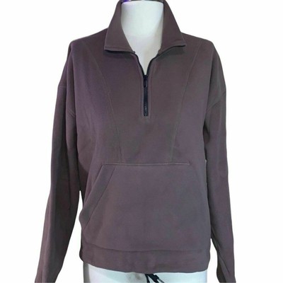  NWT PINK Victoria's Secret Polar Fleece Pullover 1/4 Zip Size Large Purple-image