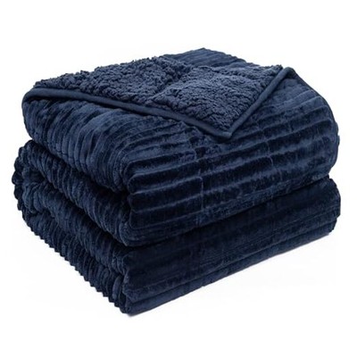 Sherpa Fleece Weighted Blanket with Ribbed 60