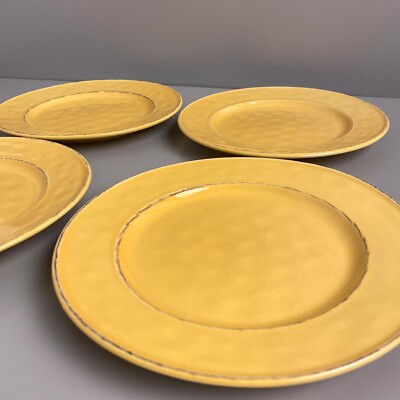 (4) PIER 1 Imports MARTILLO MANGO Salad Plates Stoneware Yellow - 8.5” Set Of 4-image