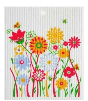 Colorful Flowers Swedish Dishcloths ~~ Set of 2 ~~ Made in Sweden ~~ F/S-image