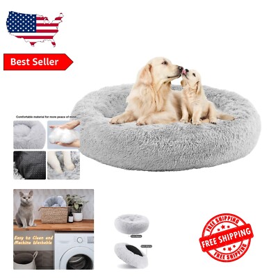 Slip-Resistant 36-Inch Plush Dog Bed - Cozy Comfort for Medium to Large Dogs-image