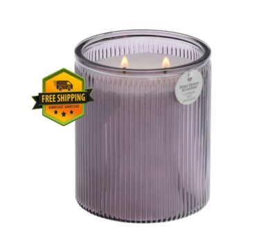 Better Homes & Gardens 17.1oz Ribbed Jar Candle 2-Wick Lavender & Lemonade Scent-image