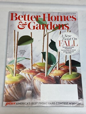 Better Homes Gardens Magazine Oct 2019 Twist Fall Marbled Chocolate Carmel Apple-image