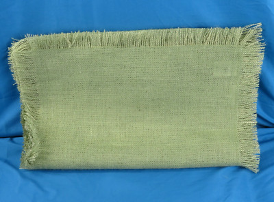 Vintage PIER 1-ONE Light Green Jute WOVEN TABLE RUNNER w/FRINGE EDGES 16x75